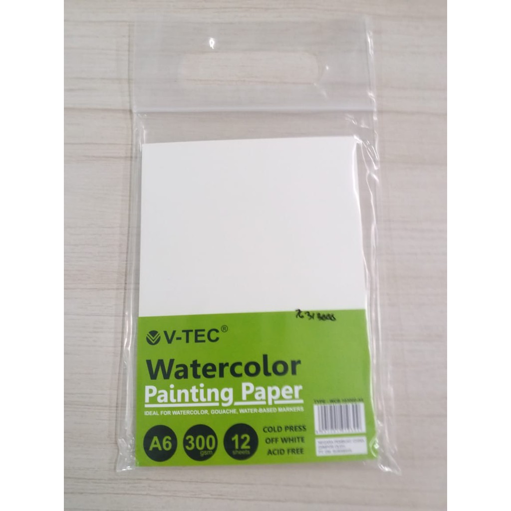 

V-Tec A6 Water Color Paper Sheets 300 GSM Cold Press Watercolor 12 Lembar WCB 103000-A6 76313000