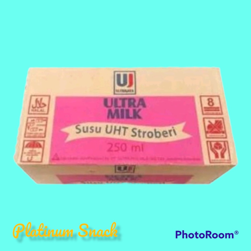 Susu UHT Ultra Milk 250 Cokelat, Strawberry, Full Cream 1 Dus (24 x 250ml)