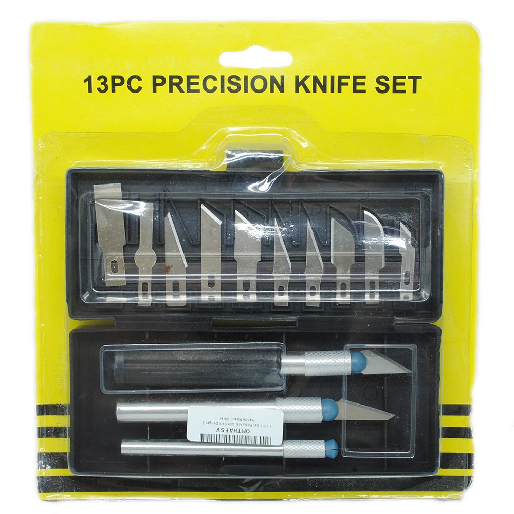 Knifezer Set Ukir Seni 13 in 1 Crafting Art Knife with 3 Handle - A-003 - Silver
