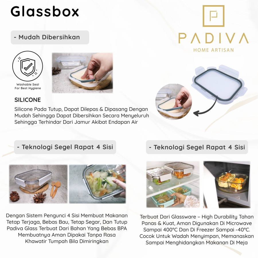 Padiva crystal glassbox 2x1040ml mix compartments