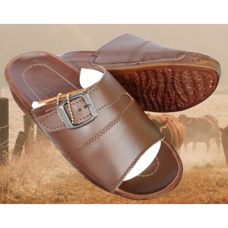 sandal  pria kulit original sapi asli casual berkualitas murah tready kekinian terbaru