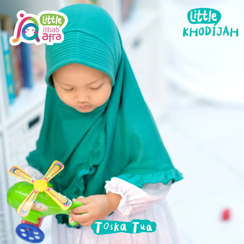 Jilbab Instan Anak Little Khodijah Toska Tua - Little Jilbab Afra - Bahan Kaos, Adem &amp; Lembut