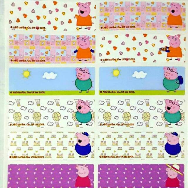 

Label nama anti air stiker waterproof Premium Peppa Pig Ori