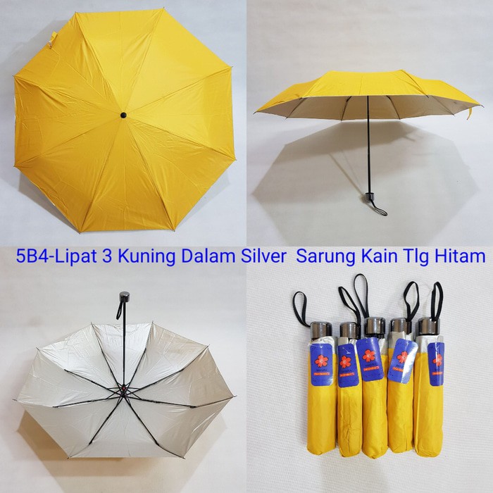 PAYUNG LIPAT 3 WARNA POLOS ADA LAPISAN UV | SAKURA 5B + SARUNG