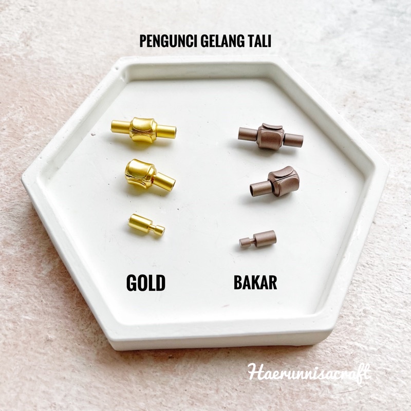 Pengunci/Pengait Gelang Tali Waterproof Gold dan Bakar Untuk Tali 3mm