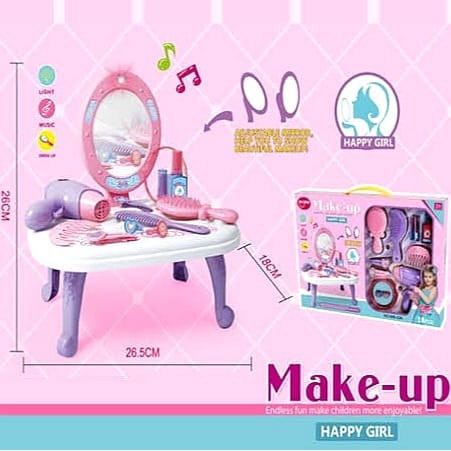 MAINAN CEWEK MEJA RIAS ANAK PEREMPUAN MAKE UP 688-32A HAPPY GIRL 18 PCS