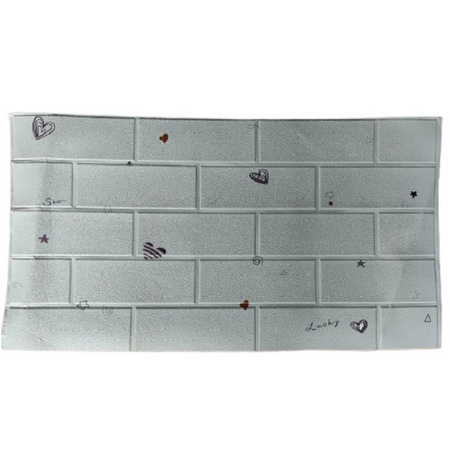 (PROMO) Jakarta_Aksesoris Wallpaper Dinding Foam 3D Motif Batu Bata / Walpaper Dinding Foam High Quality (COD)-BATA HEART HITAM