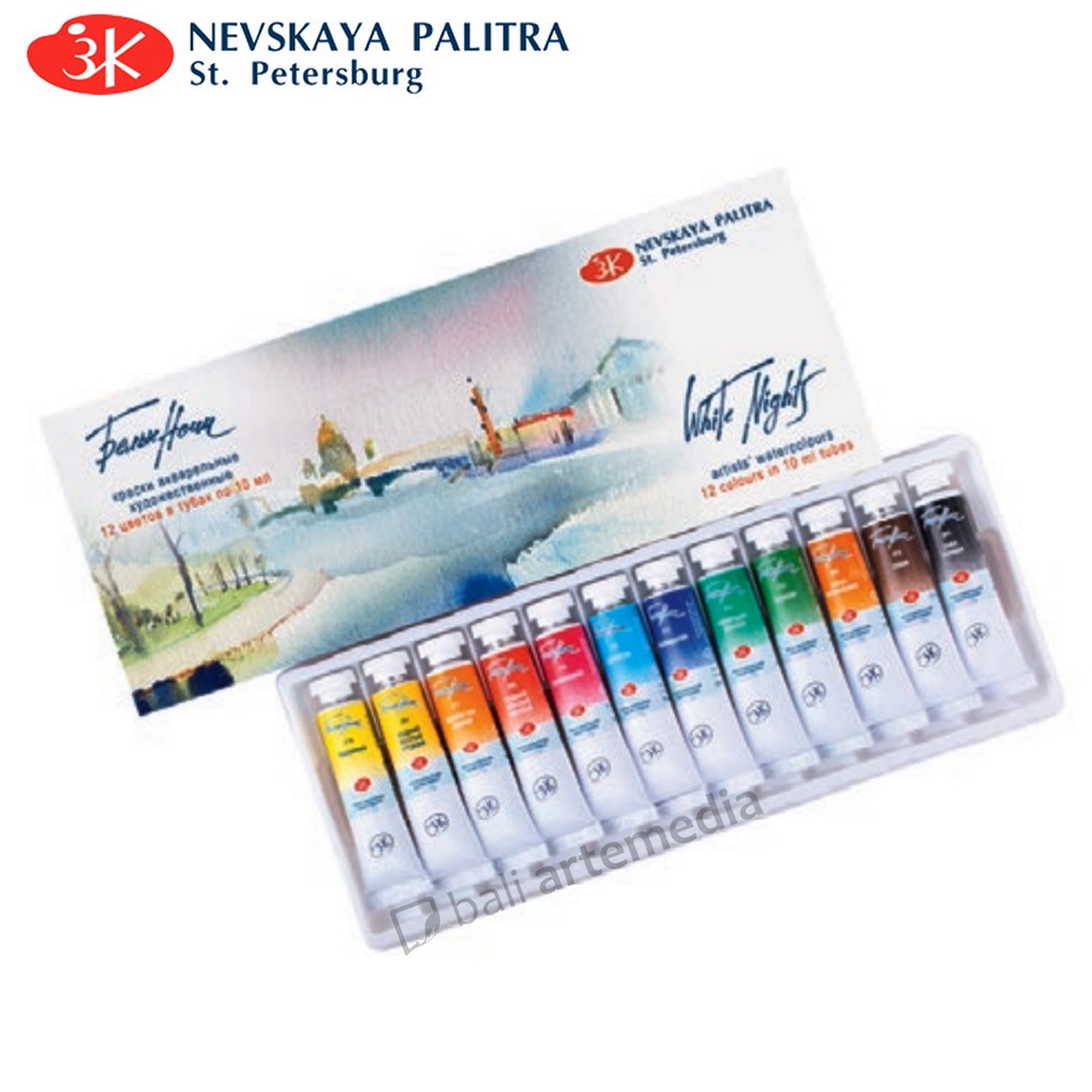 Nevskaya Palitra Artists’ Watercolours White Night Set 12 x 10 ml Tube Cardboard box