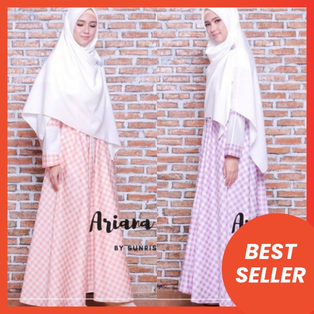 GAMIS KATUN MOTIF KOTAK2 ARIANA BY SUNRISELABEL M L XL