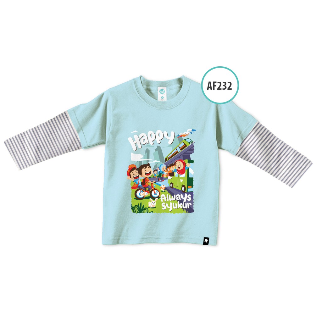 Kaos Afrakids AF232 &quot; Happy Always Syukur&quot; Panjang
