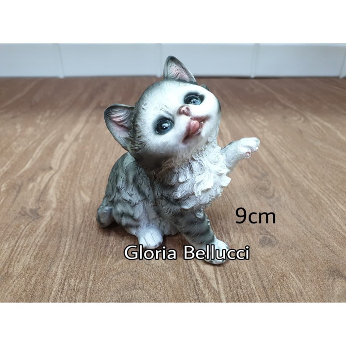 patung pajangan miniatur kucing abu gaya persia anggora catlovers ~ kga448