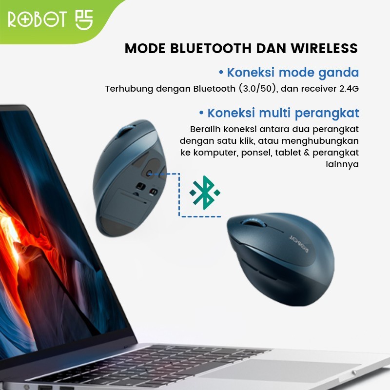 Robot Guru Master 1 Vertical Bluetooth Wireless Mouse (spt Logitech)