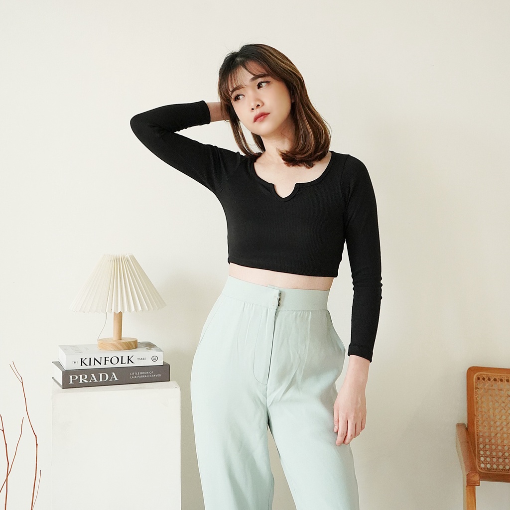 Atasan Longsleeve Crop Top Baju Lengan Panjang Croptop Lengan Panjang Wanita 126