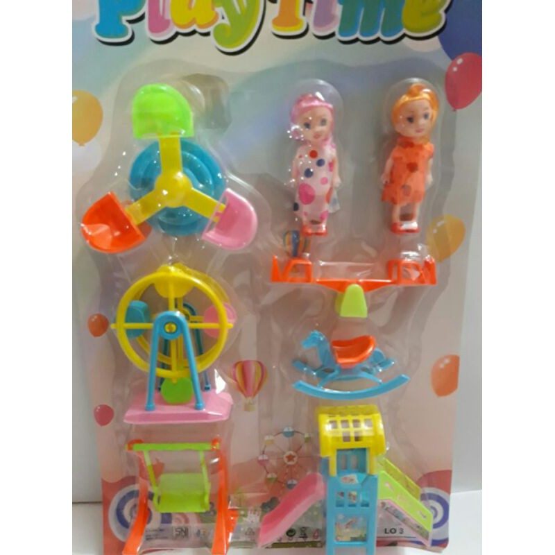 LO 3 PLAY TIME / mainan anak edukasi super lucu ayunan bonus 2 boneka