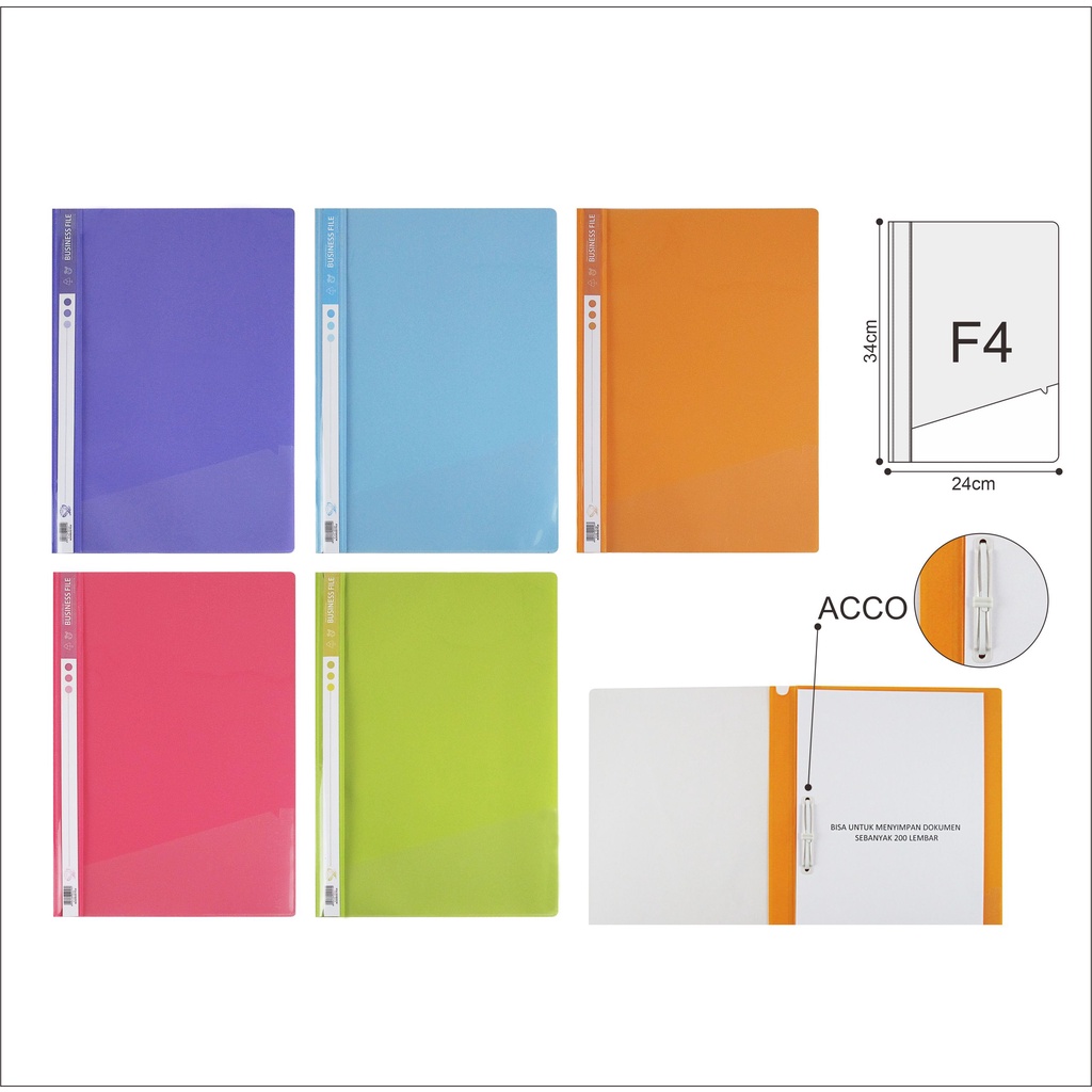 

Bisnis File F4 12 PCS (Lusin) / Business File / Map Snel / Map Plastik Acco EAGLE