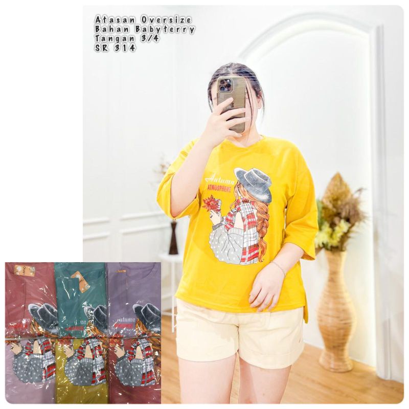 atasan OVERSIZE TUMBLR TEE lengan 7/8 print karakter bahan BABY TERRY