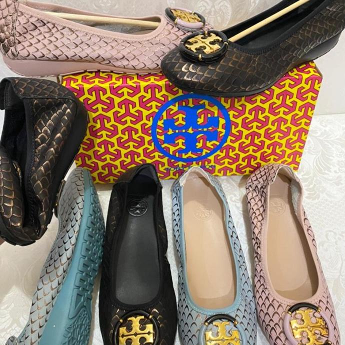 tory burch shoes flat bulat besi kulit asli 36-41 Termurah