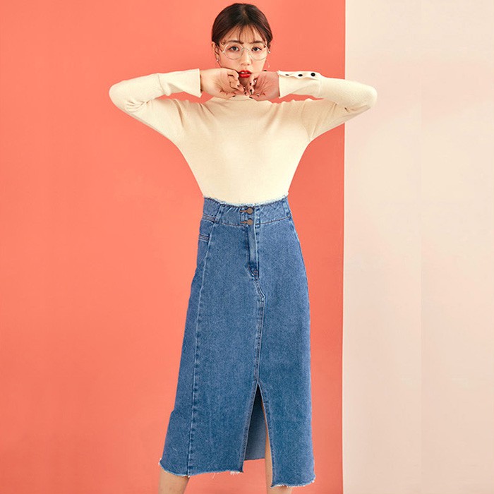 KARAKOREA -  6160 Grace Denim Skirt