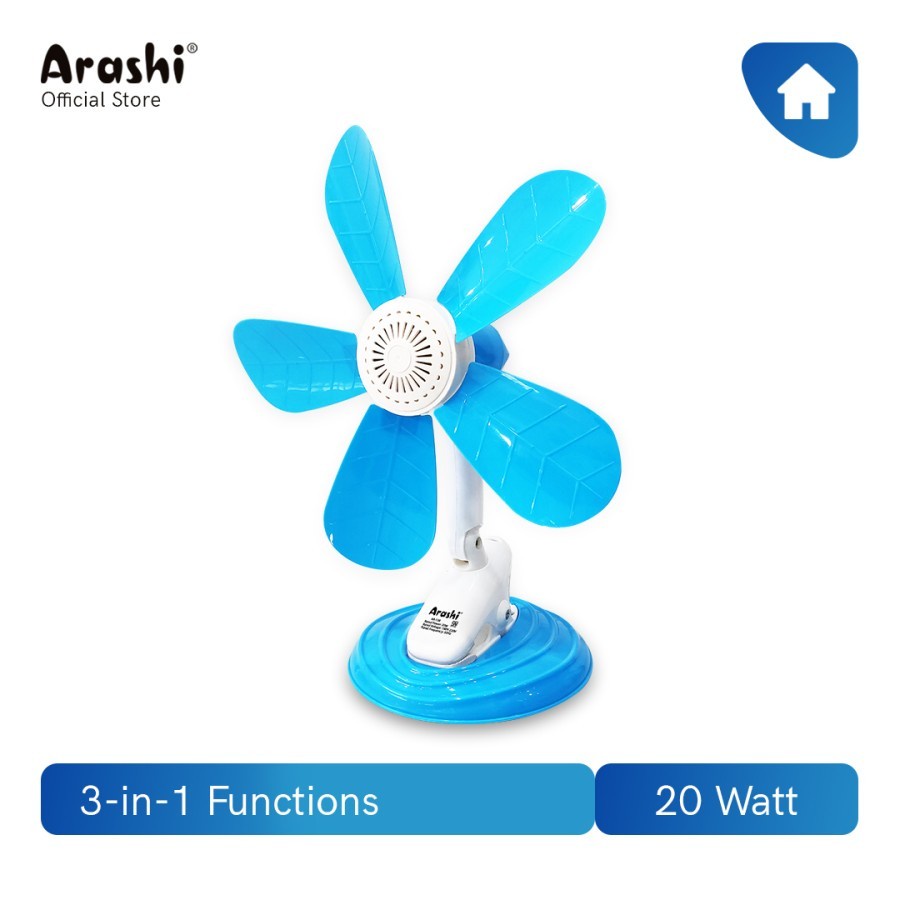 CLIP FAN 20w 20 watt kipas angin 3 in 1 meja tembok dinding arashi jepit