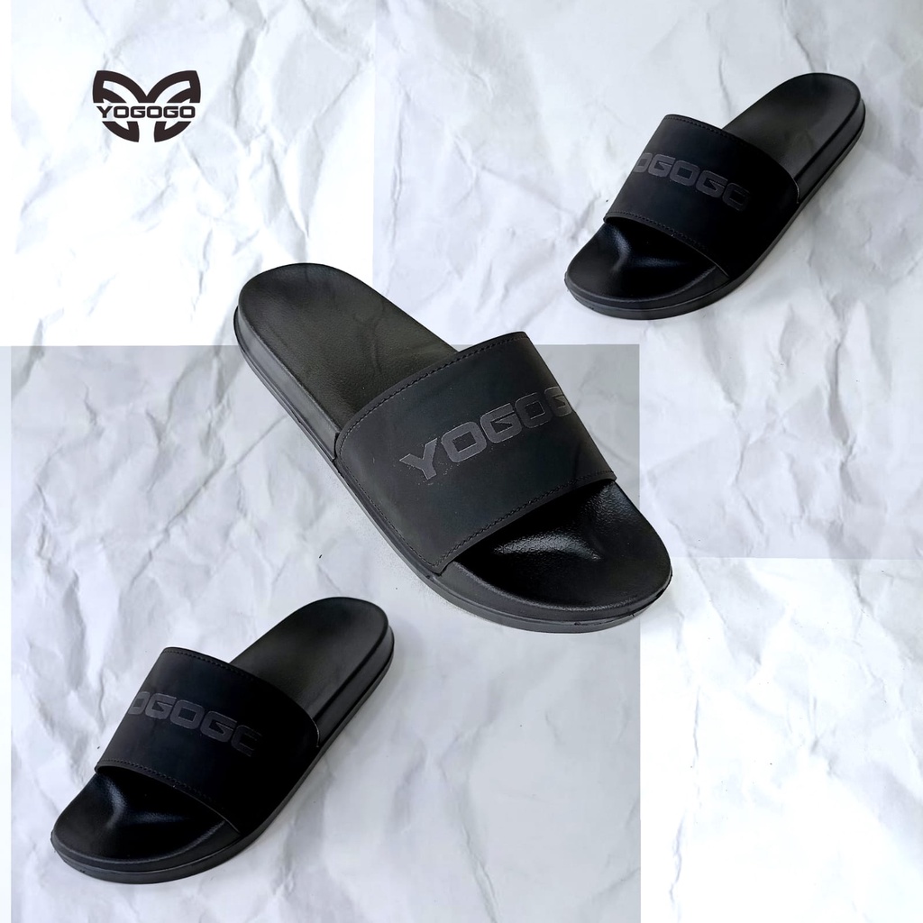 Sandal Slide Sendal Slip On Flip Flop Yogogo FULL BLACK