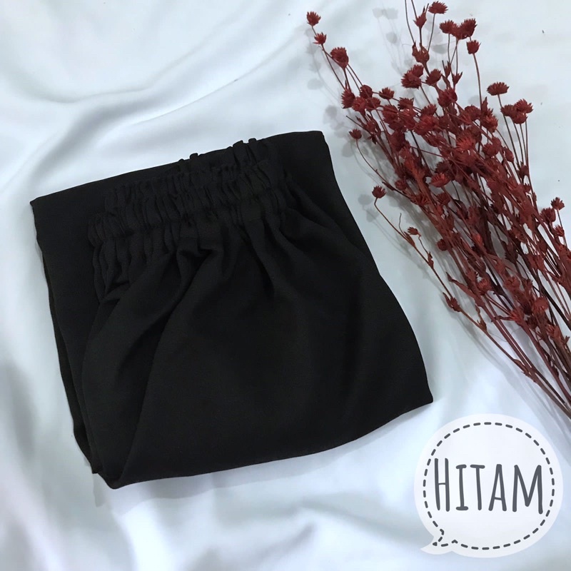 ROK PANJANG MOSCREPE PREMIUM TIDAK NERAWANG-Moscrepe Hitam