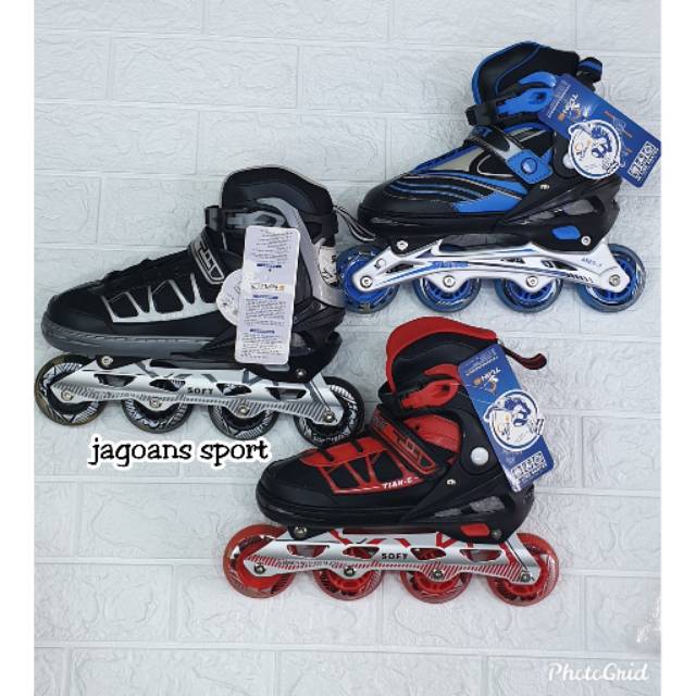 SEPATU RODA BAN KARET SPEED PAKAI DUS BISA BAUT BAJAJ INLINE SKATE PU WHEELS ANAK