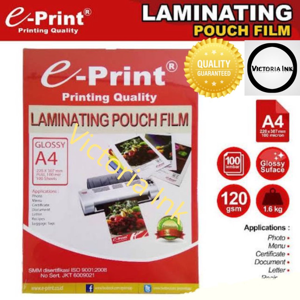 Kertas Laminating Film A4 Eprint Kertas Pouch Film Laminating A4 100 Lembar ORIGINAL Eprint