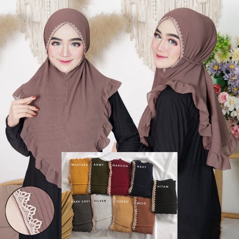 Bergo Plisket Ceruty Hijab Instan Khimar Instan