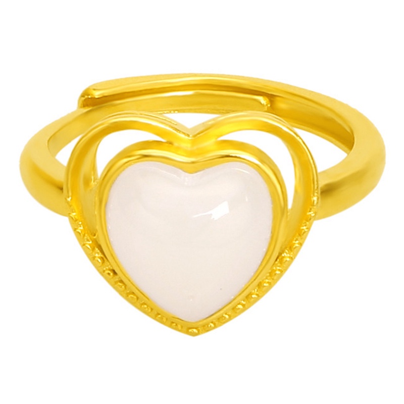 Fancyqube Fancycube Cincin Emas Pasir Giok Hetian Model Terbuka Dapat Disesuaikan Gaya Vintage