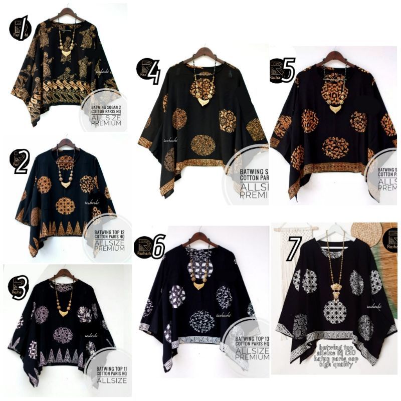 Blus Batik wanita  Batwing top Batik solo premium ORI Batwing Paris