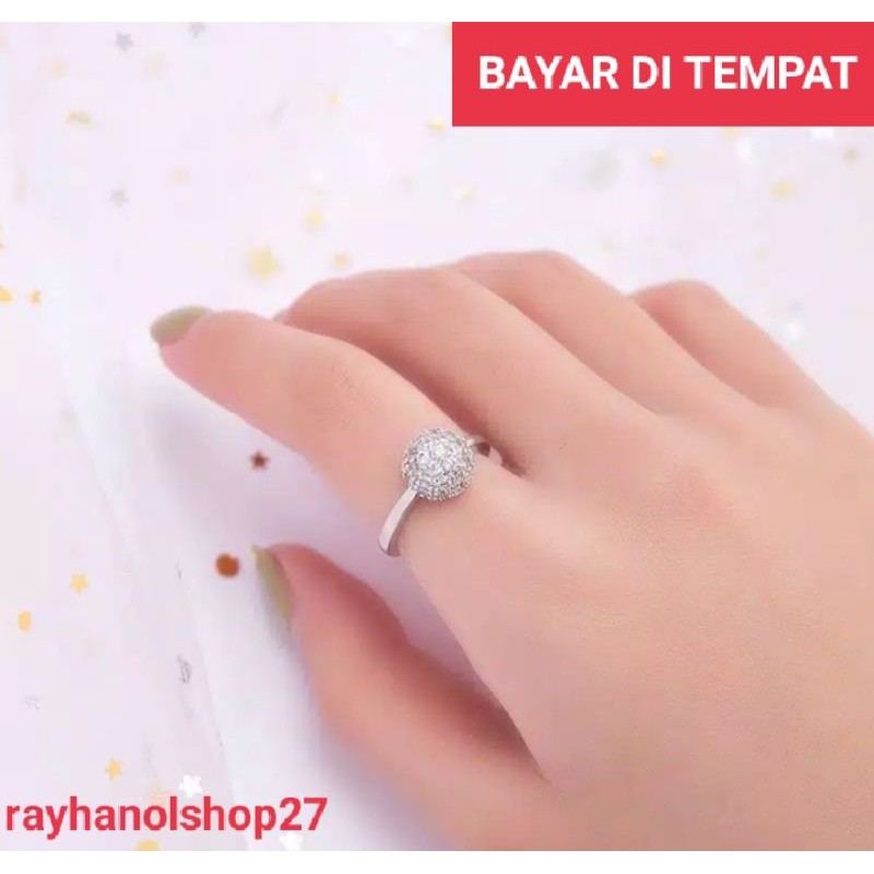 CINCIN TITANIUM PILIHAN TERSEDIA WARNA SILVER DAN GOLD PERMATA BULAT ANTI KARAT ANTI PUDAR