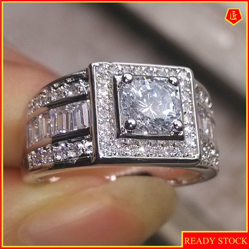 [Ready Stock]Fashion New 18K Platinum Diamond Ring Fashion