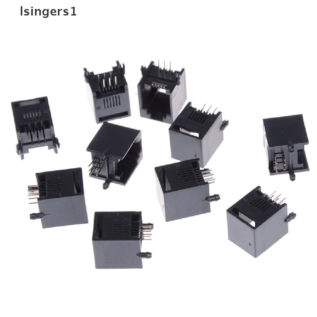 (lsingers1) 10pcs / set RJ11 RJ12 6P6C Soket Jack Internet Komputer