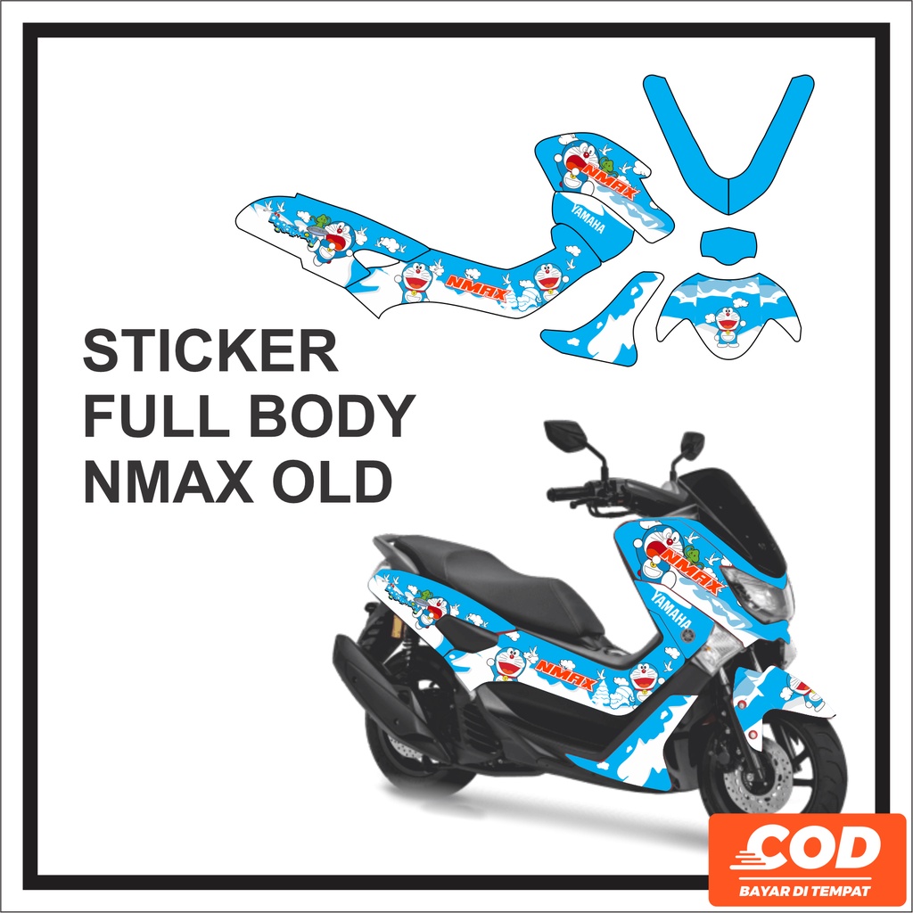 Decal Variasi Aksesoris Emblem Motor YAMAHA NMAX OLD Full Body Motif Doraemon 2020 2019 2018 2017