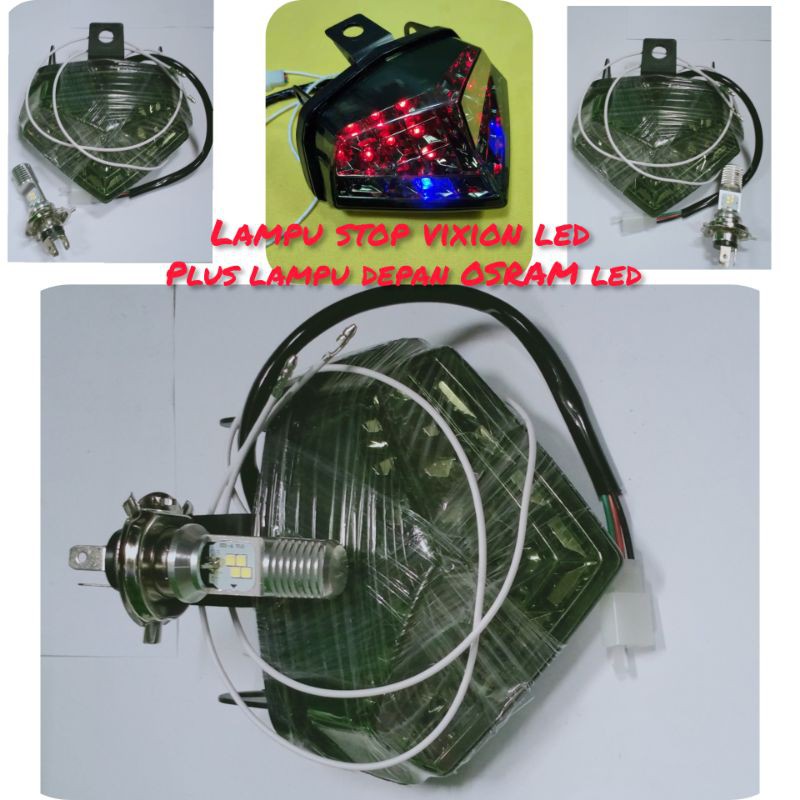 lampu stop vixion plus lampu depan osram led