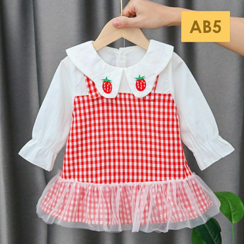 Dress Gaun Anak Bayi Perempuan Import Motif Elegan Cantik Lucu Usia 6 bulan - 3 tahun-5