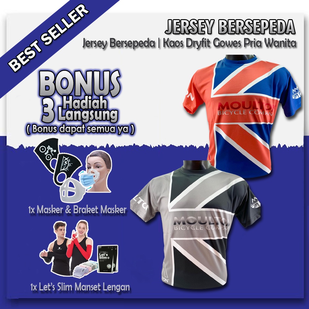 Kaos Dry fit Baju Jersey Alex Moulton Pria Wanita Baju Olahraga Sepeda