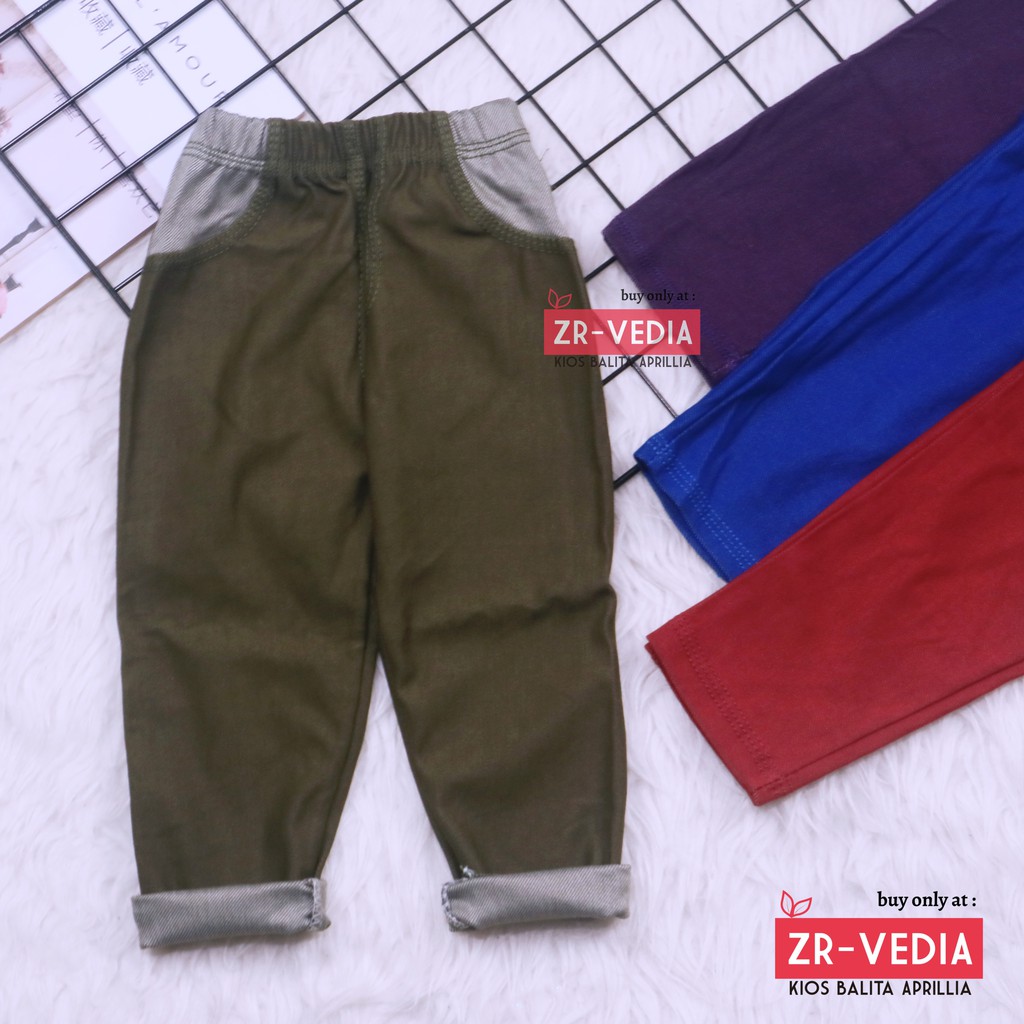 (KANTONG) Jeans Legging uk 3-4 Tahun /  Leging Anak Polos Murah Celana Panjang Bawahan Tebal Denim