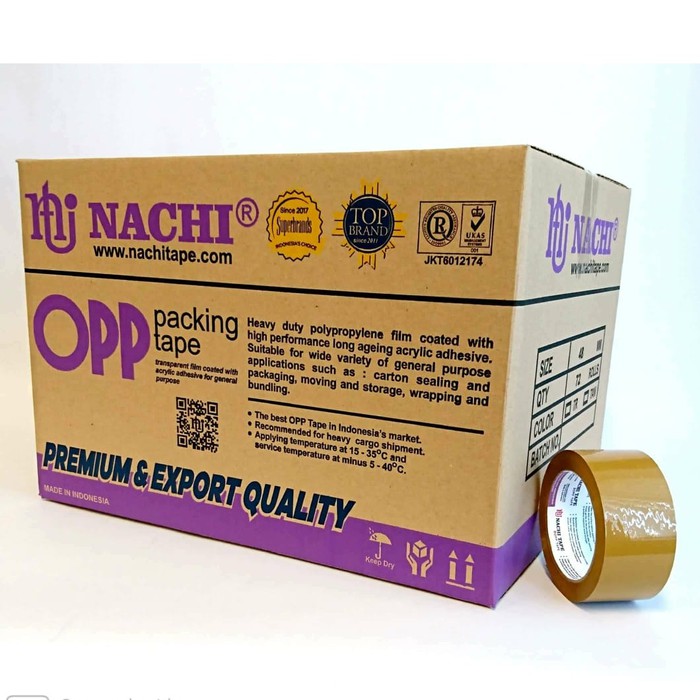 

( DUS ) LAKBAN OPP NACHI 2INCHI ISI 1 DUS / 72 PCS /12 SLOP/ LAKBAN COKLAT / LAKBAN DUS