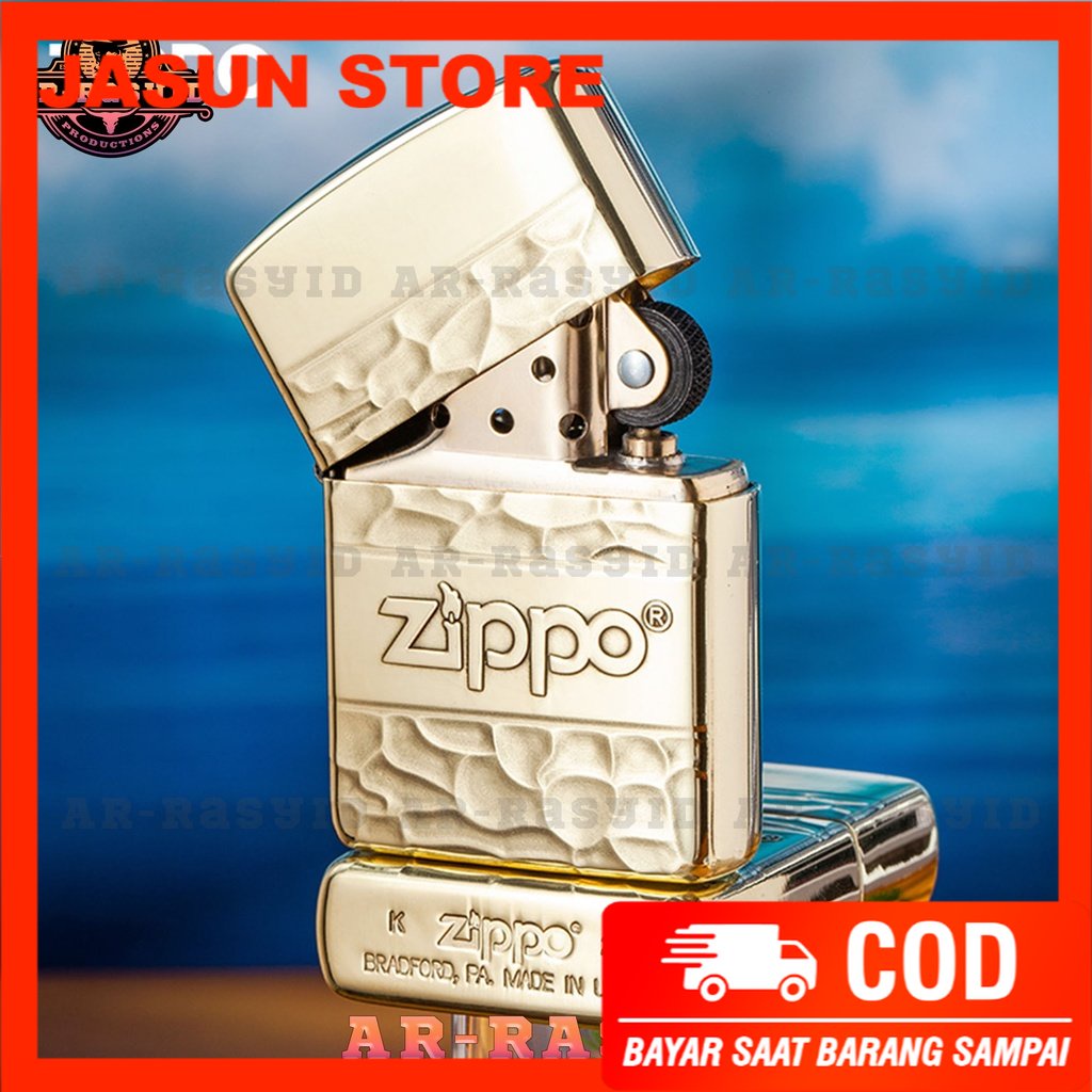 Korek Api Minyak Zippo Gold Ukir Logo Zippo 165