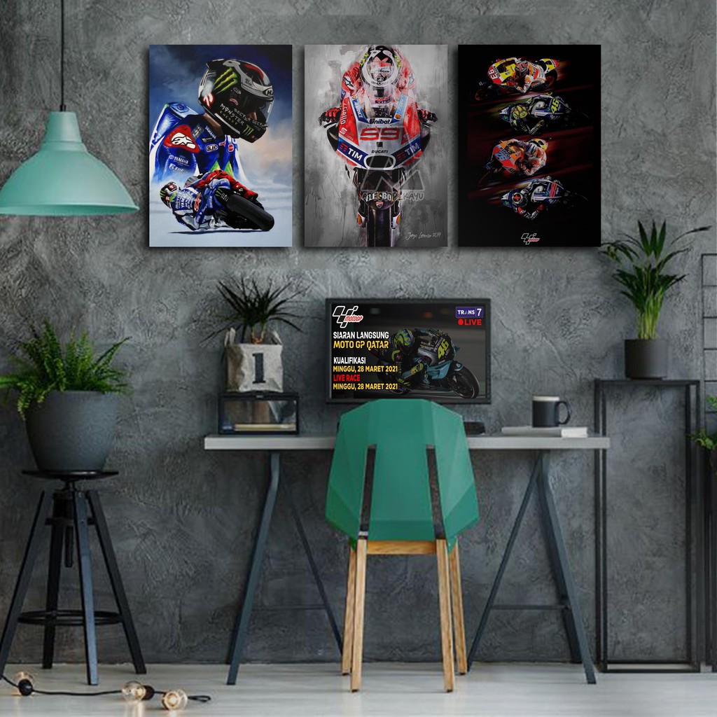 Hiasan dinding MOTO GP JORGE LORENZO Poster Kayu Pajangan Rumah/ dekorasi dinding / Walldecor