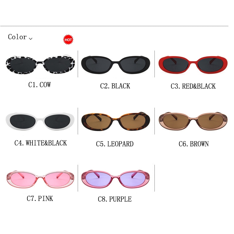 Kacamata Hitam Model Vintage Retro Oval Warna Pink Untuk Wanita