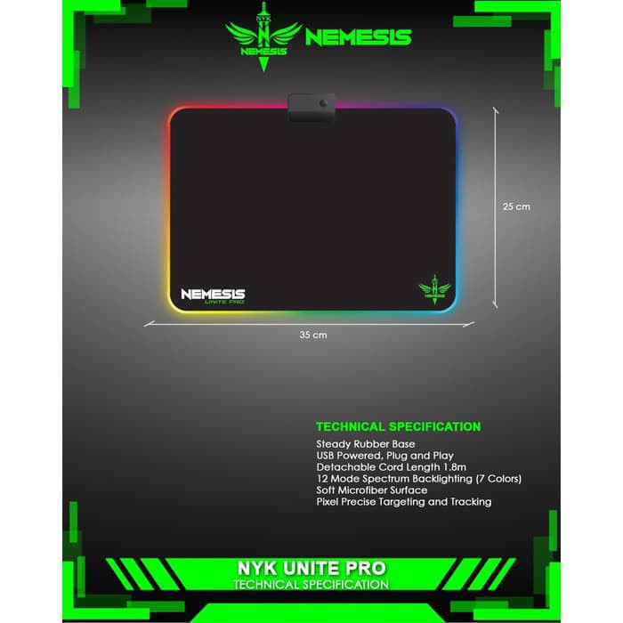 MOUSEPAD GAMING NYK RGB UNITE PRO