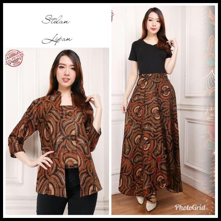 COUPLE ATASAN BLOUSE BATIK FAUZTA DAN ROK PAYUNG MAXI WANITA