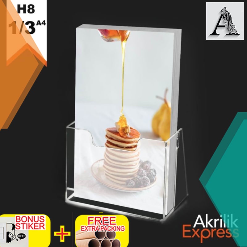 

Terlaris TERMURAH / Tempat brosur akrilik / Display brosur 1/3 A4