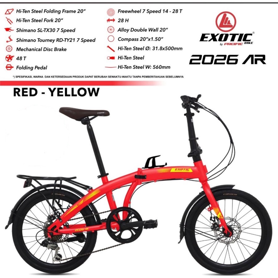 Sepeda Lipat Folding Bike Exotic By Pacific 2026 AR 20 Inch 7 Speed Garansi Termurah-2