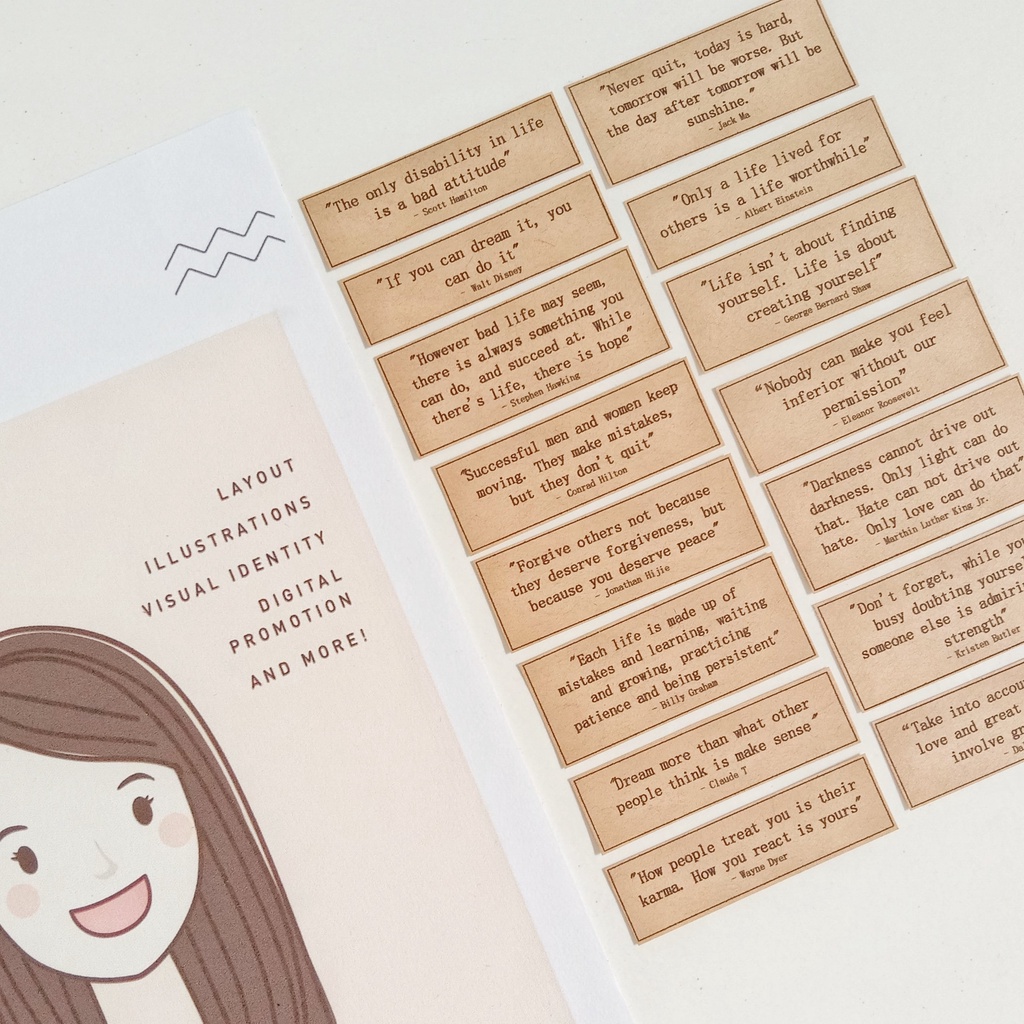 

[ , ] 16/12pcs Sticker Aesthetic Kata-Kata Motivasi/ Penyemangat | Sticker Bujo Journal Scrapbook, Album Foto
