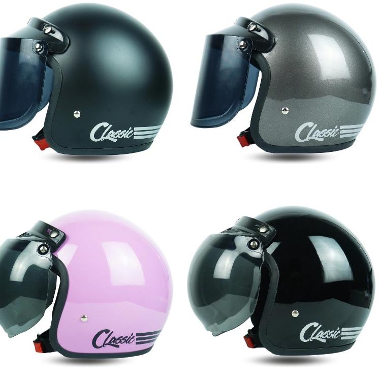 Bagus Banget.. Helm Bogo Dewasa SNI Retro Pria Wanita Classic Garis