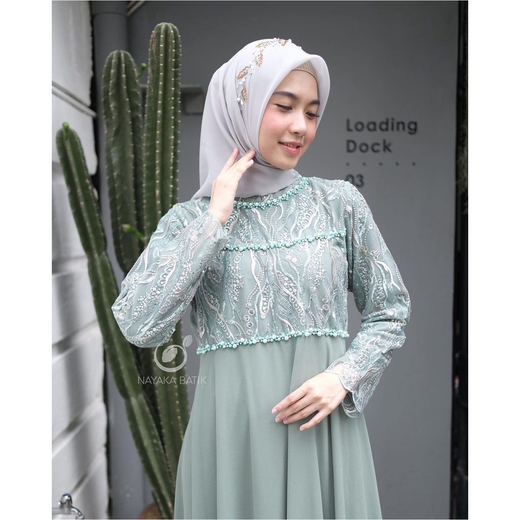 [BISA COD] MAXI DRESS LILIANA - GAMIS LEBARAN - LONG DRESS PESTA KONDANGAN KEKINIAN - GAMIS BROKAT TULLE MUTIARA - TIARA MAXI DRESS