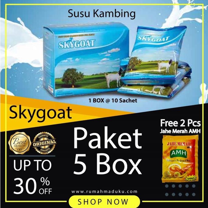 

BISA BAYAR DITEMPAT PAKET 5 BOX | SUSU KAMBING SKYGOAT | SUSU KAMBING ETAWA | 5X10Sac@20gr